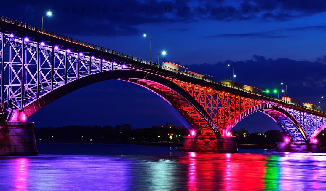 color-changing bridge facade lighting